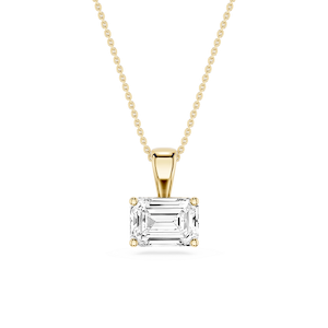 Emerald Lab Grown Diamond 4 Prong East West Bail Pendant - 16 to 18 Inches