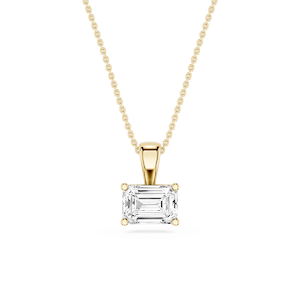 Emerald Lab Grown Diamond 4 Prong East West Pendant - 16 to 18 Inches