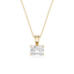 Emerald Lab Grown Diamond 4 Prong East West Bail Pendant - 16 to 18 Inches