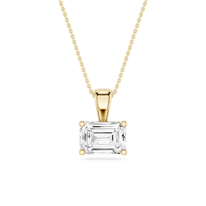 Emerald Lab Grown Diamond 4 Prong East West Bail Pendant - 16 to 18 Inches
