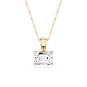 Emerald Lab Grown Diamond 4 Prong East West Pendant - 16 to 18 Inches