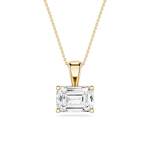 Emerald Lab Grown Diamond 4 Prong East West Bail Pendant - 16 to 18 Inches
