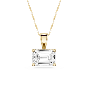 Emerald Lab Grown Diamond 4 Prong East West Bail Pendant - 16 to 18 Inches