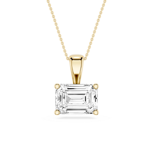 Emerald Lab Grown Diamond 4 Prong East West Bail Pendant - 16 to 18 Inches