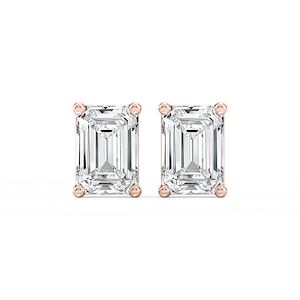 Emerald Lab Grown Diamond Classic Four Prong Stud Earrings