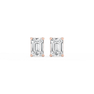 Emerald Lab Grown Diamond Classic Four Prong Stud Earrings