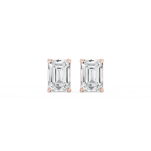 Emerald Lab Grown Diamond Classic Four Prong Stud Earrings