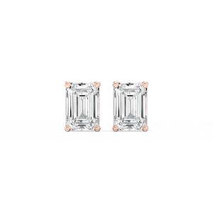 Emerald Lab Grown Diamond Classic Four Prong Stud Earrings