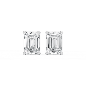Emerald Lab Grown Diamond Classic Four Prong Stud Earrings