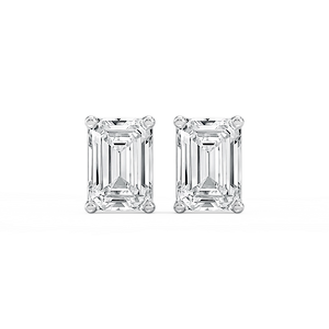 Emerald Lab Grown Diamond Classic Four Prong Stud Earrings
