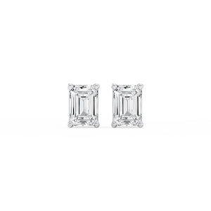 Emerald Lab Grown Diamond Classic Four Prong Stud Earrings