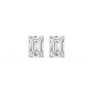 Emerald Lab Grown Diamond Classic Four Prong Stud Earrings
