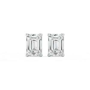Emerald Lab Grown Diamond Classic Four Prong Stud Earrings
