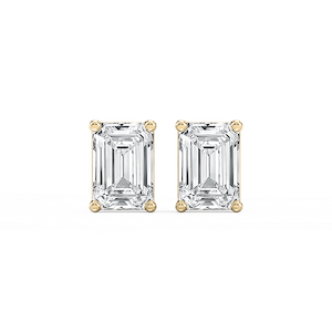 Emerald Lab Grown Diamond Classic Four Prong Stud Earrings