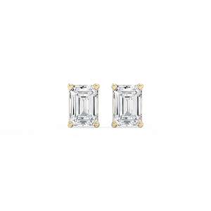 Emerald Lab Grown Diamond Classic Four Prong Stud Earrings