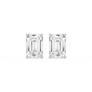 Emerald Lab Grown Diamond Hidden Halo Stud Earrings