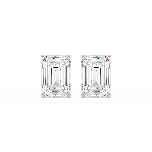 Emerald Lab Grown Diamond Hidden Halo Stud Earrings