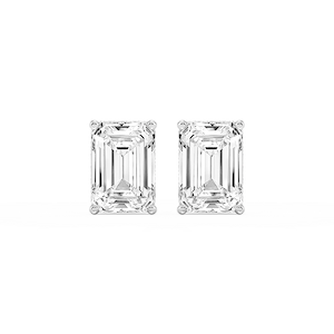 Emerald Lab Grown Diamond Hidden Halo Stud Earrings