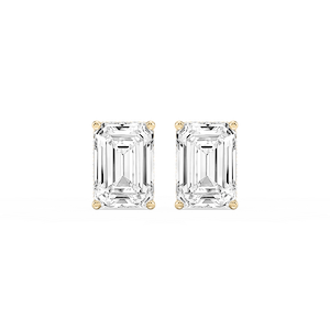 Emerald Lab Grown Diamond Hidden Halo Stud Earrings