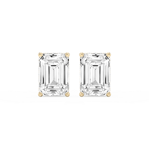 Emerald Lab Grown Diamond Hidden Halo Stud Earrings