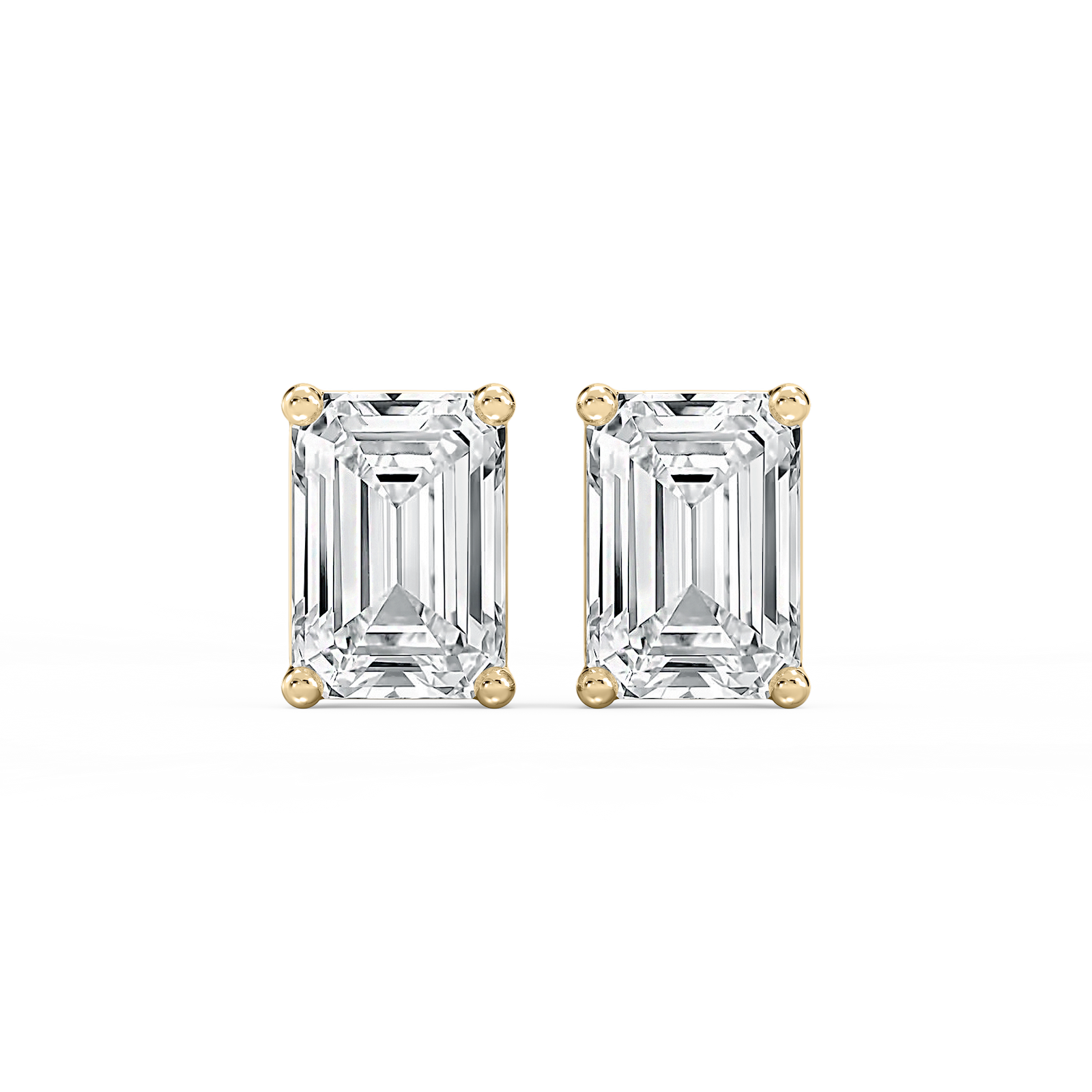 Emerald Certified Lab Grown Diamond Classic Four Prong Basket Threaded Stud Earrings