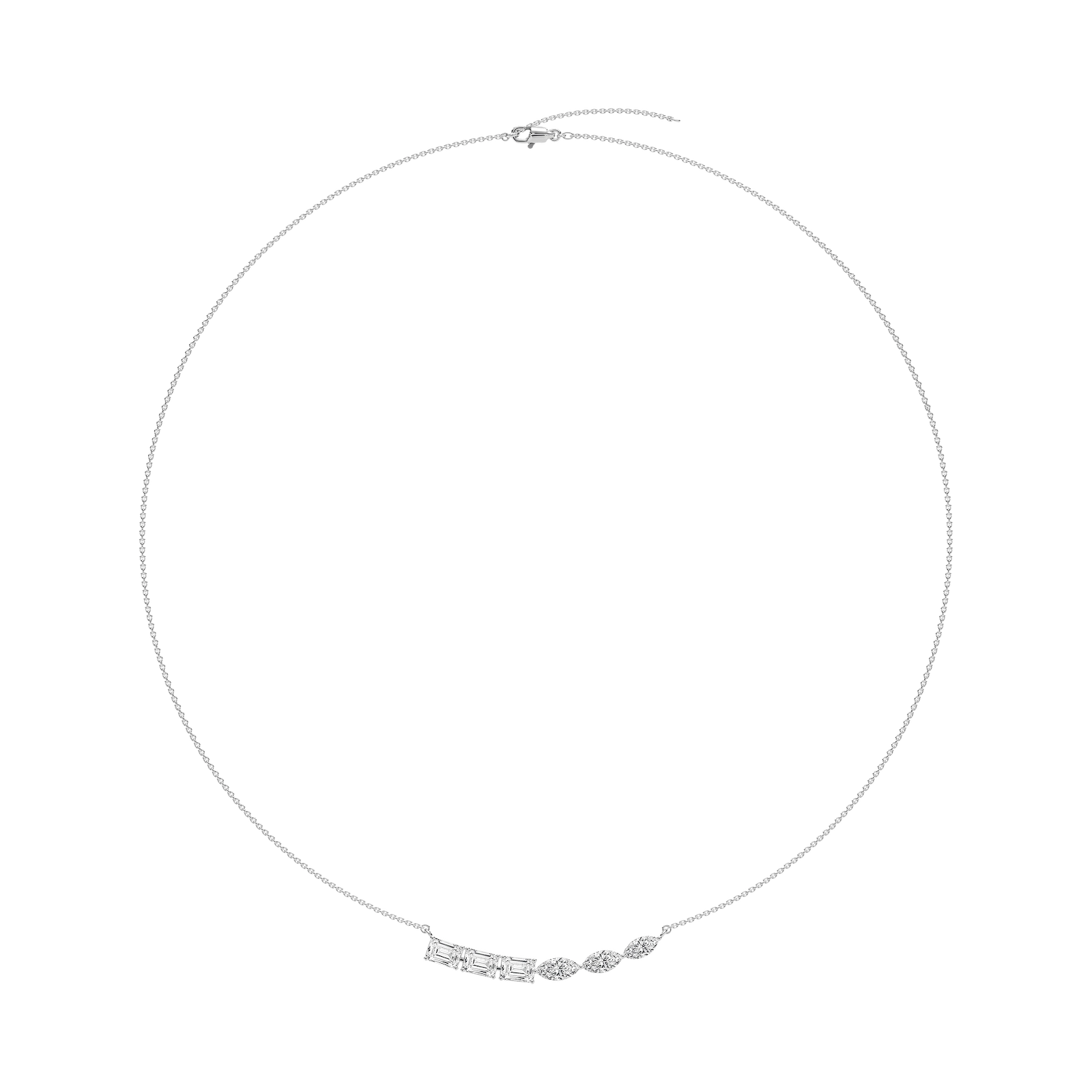 Emerald & Marquise Multi-Stone Necklace in Rose Gold