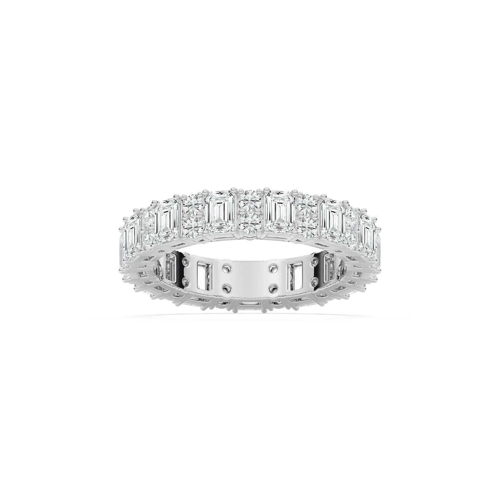 Emerald Round Eternity Ring in Rose Gold