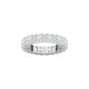 Alice 3 ½ ctw Emerald and Round Lab Grown Diamond Classic Prong Eternity Band