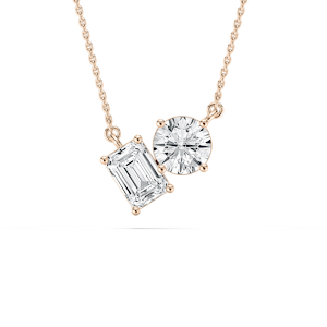 2 ctw Round and Emerald Lab Grown Diamond Two Stone Pendant - 18 Inches