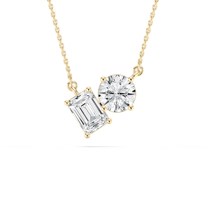 2 ctw Round and Emerald Lab Grown Diamond Two Stone Pendant - 18 Inches