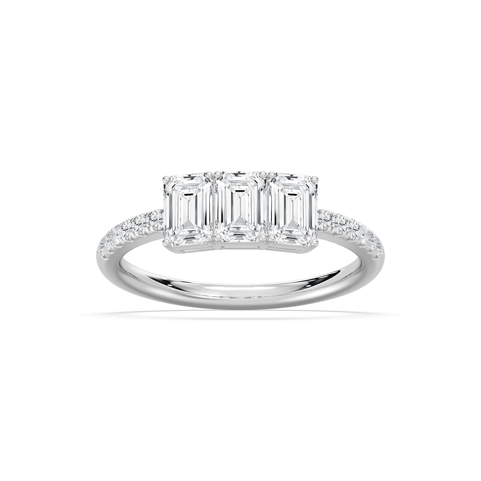 Emerald Trio Lab Grown Diamond Ring in Rose Gold