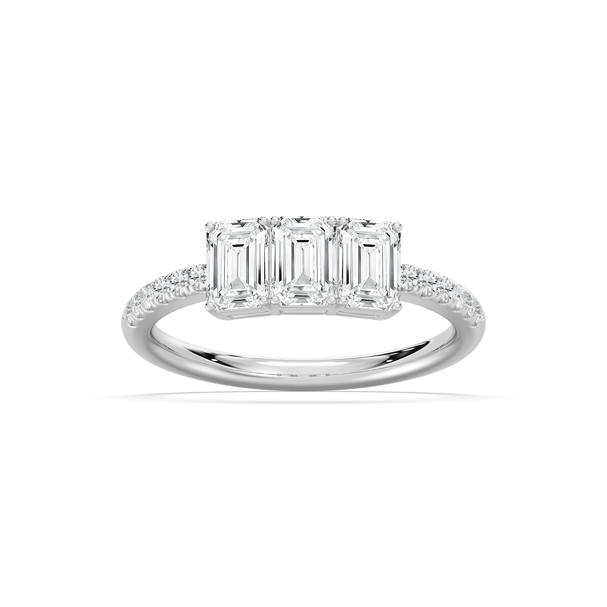 Emerald Trio Lab Grown Diamond Ring in Rose Gold