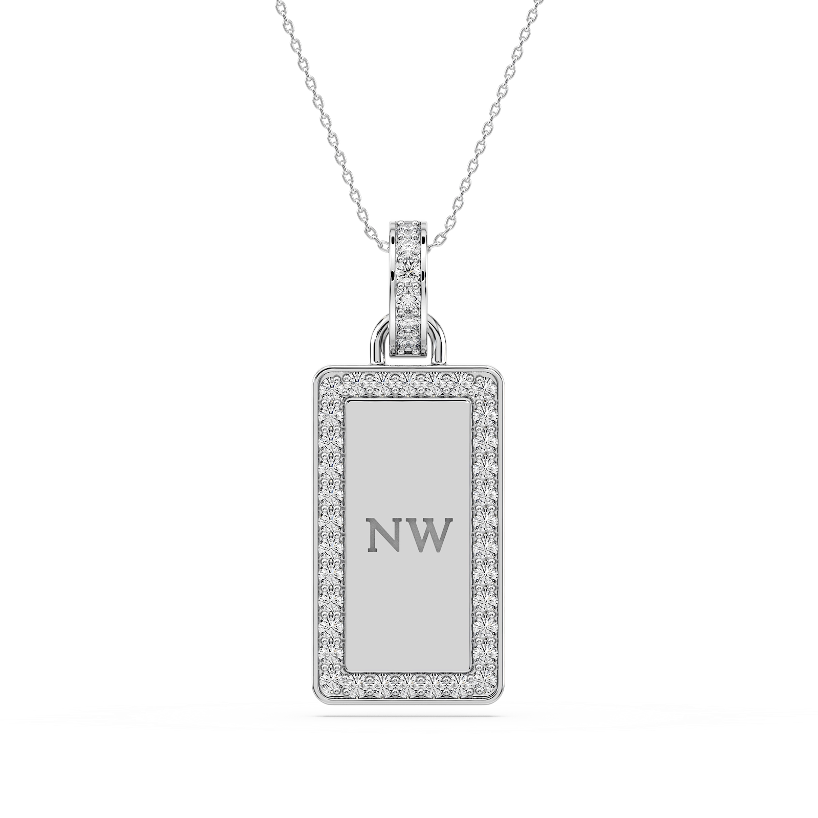 1/6 ctw Round Lab Grown Diamond Engraveable Dogtag Pendant - 16 Inches