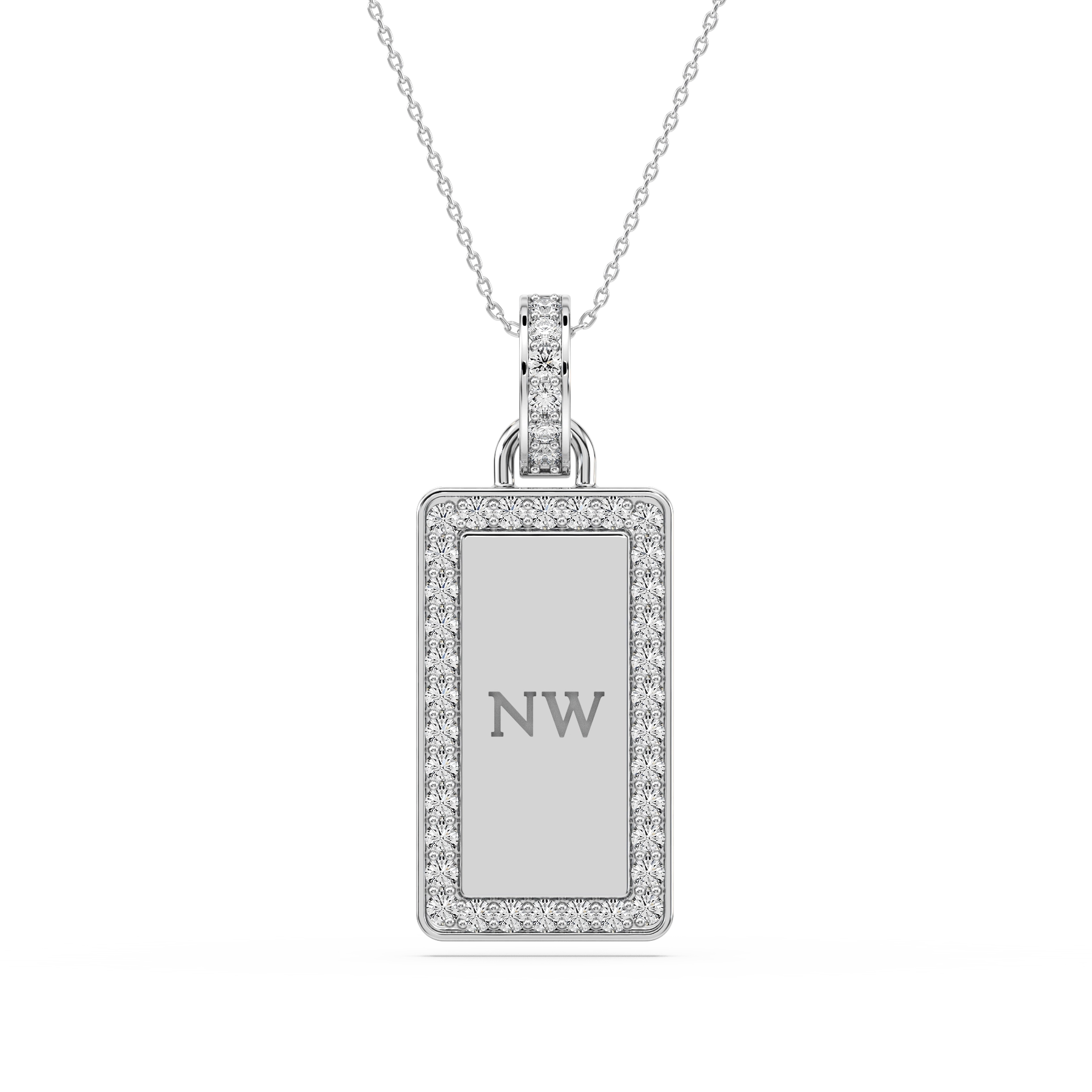 1/6 ctw Round Lab Grown Diamond Engraveable Dogtag Pendant - 16 Inches