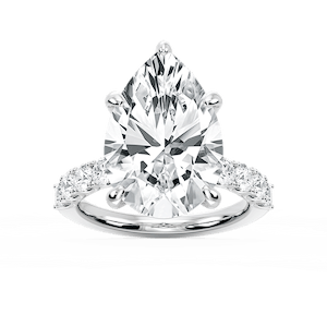 Erica 12 ⁷⁄₈ ctw Pear Lab Grown Diamond U-Prong Side Stone Engagement Ring – Signature Collection