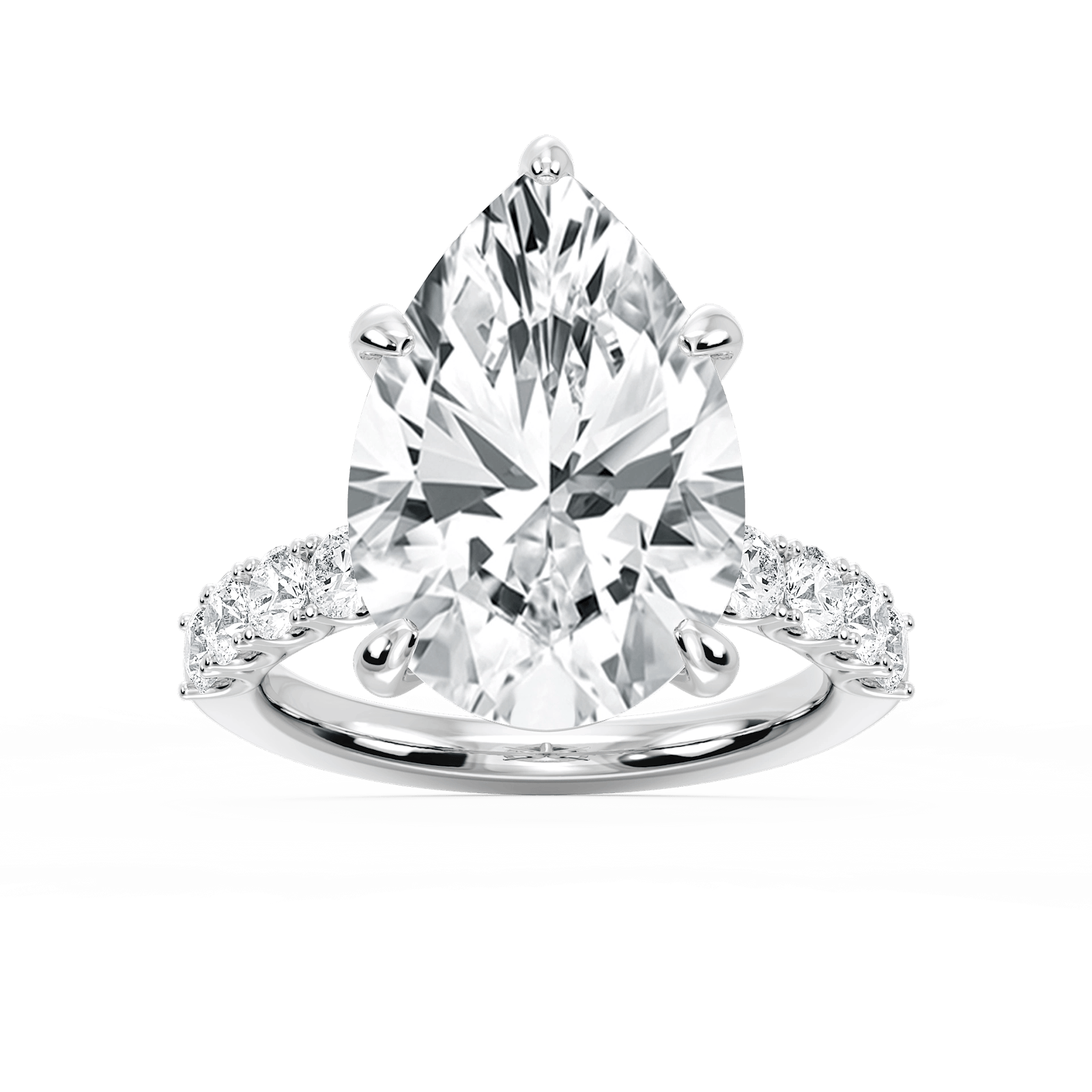 Erica 12 ⁷⁄₈ ctw Pear Lab Grown Diamond U-Prong Side Stone Engagement Ring – Signature Collection