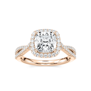 Emily Cushion Lab Grown Diamond Twisted Split Shank Halo Engagement Ring