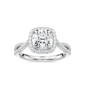 Emily Cushion Lab Grown Diamond Twisted Split Shank Halo Engagement Ring