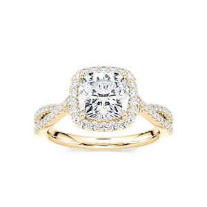 Emily Cushion Lab Grown Diamond Twisted Split Shank Halo Engagement Ring
