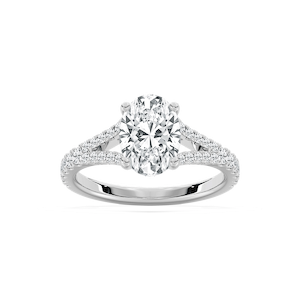 Everly 2 ²⁄₅ ctw Oval Lab Grown Diamond Split Shank Side Stone Engagement Ring