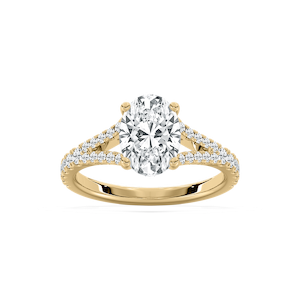 Everly 2 ²⁄₅ ctw Oval Lab Grown Diamond Split Shank Side Stone Engagement Ring