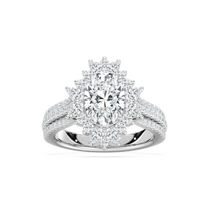 Evie 3 ctw Oval Lab Grown Diamond Three Row Halo Engagement Ring