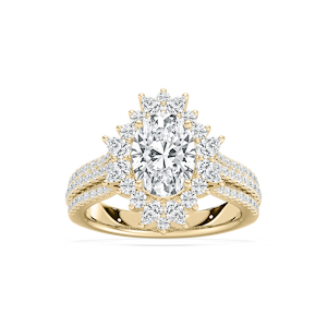 Evie 3 ctw Oval Lab Grown Diamond Three Row Halo Engagement Ring