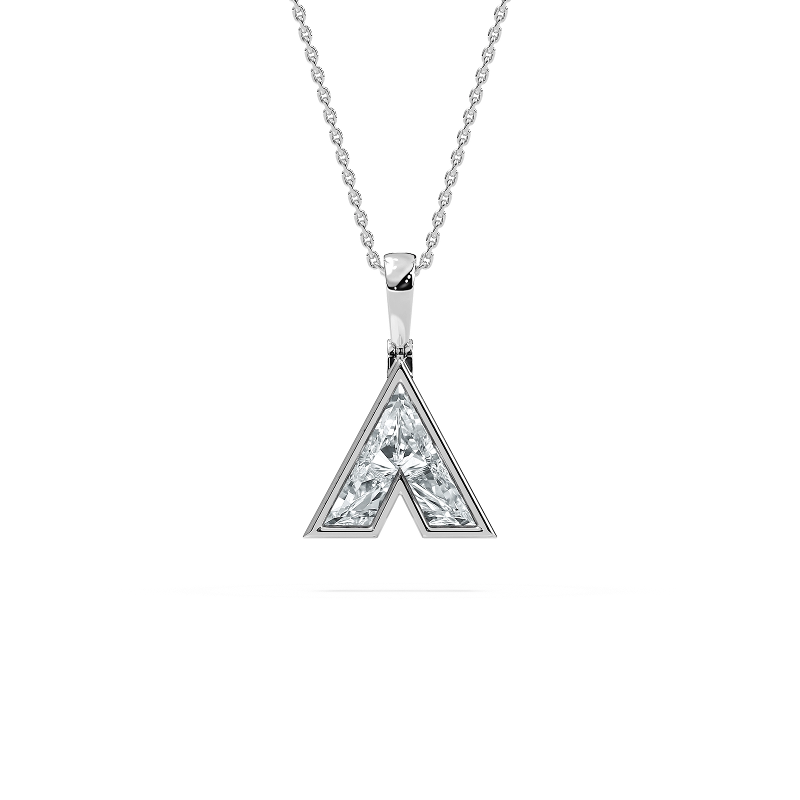 faceted diamond initial A in rose gold