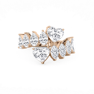 4 ctw Heart, Pear and Marquise Lab Grown Diamond Bypass Ring