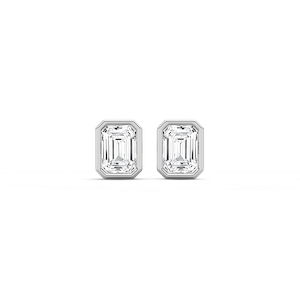 Emerald Lab Grown Diamond Bezel Set Stud Earrings