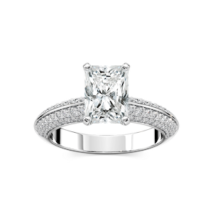 Lila Marquise Lab Grown Diamond Pavé Knife Edge Side Stone Engagement Ring
