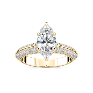 Lila Marquise Lab Grown Diamond Pavé Knife Edge Side Stone Engagement Ring