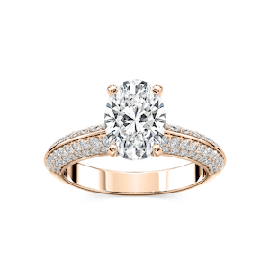 Lila Oval Lab Grown Diamond Pavé Knife Edge Side Stone Engagement Ring