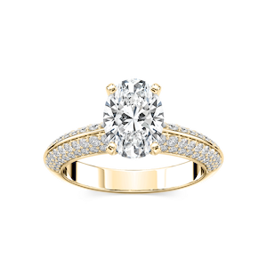 Lila Oval Lab Grown Diamond Pavé Knife Edge Side Stone Engagement Ring
